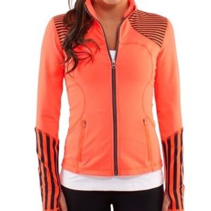 Lululemon Stride Jacket Neon Coral Orange Striped Define Forme Zip Up Jacket 2